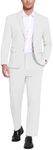 COOFANDY Men's Suits 2 Piece Slim Fit Suit Set 2 Button Lightweight Casual Knit Blazer Suit Jacket Pants White