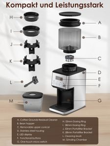 Homtone Conical Burr Coffee Grinder – Adjustable Grind Settings