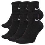 NIKE Everyday Cushion Ankle 6 Pair Band Socks, Black/White, Large