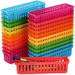 ZEAYEA 24 Pack Classroom Storage Baskets, Classroom Pencil Organizer Basket for Desk, Drawer, Plastic Pen and Pencil Basket Trays, Crayon Basket for Office Home, 9.3" L x 2.2" W x 2.4" H