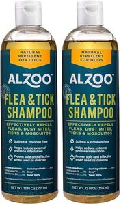 ALZOO Natural Flea and Tick Repellent Shampoo for Dogs, Effectively Repels Fleas, Ticks & Mosquitos, Plant-Based Active Ingredients, Sulfate & Paraben-Free, 12 Fl. Oz.