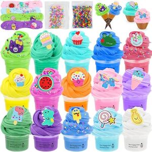 Cloud Slime Butter Slime Kit, 15 Pack Fluffy Slime for Kids, Slime Birthday Party Favors for Kids 8-12, Slime Kit for Girls Boys Kids Toy Slime, Stress Relief Toys Fit Kids Education