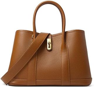 DORIS&JACKY Top Handle Satchel Purse for Women Medium Designer Leather Tote Bag with Wide Long Strap (Brown)