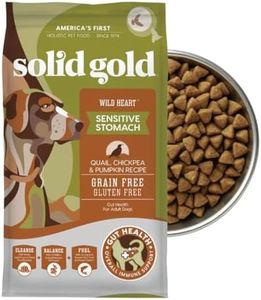 Solid Gold Sensitive Stomach Dog Food for Adult & Senior Dogs - Made with Real Quail, Chickpea & Pumpkin - Wild Heart Grain Free Dry Dog Food for Digestive Health and Immune Support