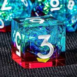 KERWELLSI Resin DND Dice Set D&D with Box, Blue Red Sharp Edge Role Playing Dice for Dungeon and Dragons, 7 Piece Polyhedral RPG D and D Dice D20 D12 D10 D8 D6 D4