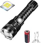 LUXJUMPER Torches LED Super Bright Rechargeable, Powerful Flashlight 300000 Lumens High Power Torches Battery Powered, Tactical USB Hand Torch Flash Light for Dog Walking Camping Emergency