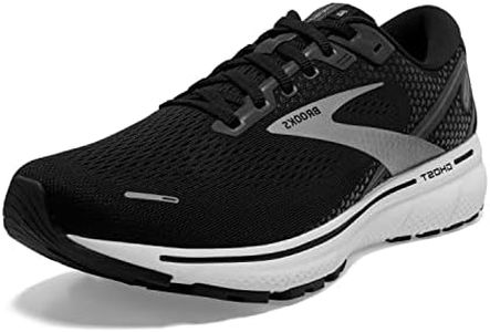 Brooks Men's Ghost 14 Neutral Athletic Road Running Shoes, Black/White/Silver, Size US 11.5