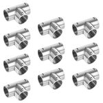 10 PCS Rail Fitting Tee 90 Degree for 1" Tubing, Stainless Steel 201 Hand Rail Fitting Tee Pipe Connector for Storage Racks, Guards Rails and Shelving, Thickness 1.9mm