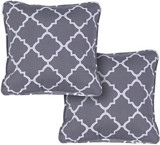 Hanover Lattice Indoor/Outdoor Throw, Decorative, Set of 2, 2 Pillows, Grey/White 2 Count