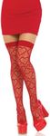 Leg Avenue Women’s Heart Net Thigh Highs,RED,O/S