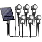 NATPOW Solar Spotlights Outdoor Garden, Solar Landscape Spot Lights, 6-in-1 Solar Garden Uplighters Auto ON/Off Outdoor Wall Lights for Pathway Garden Yard Driveway Porch Walkway(6000K)