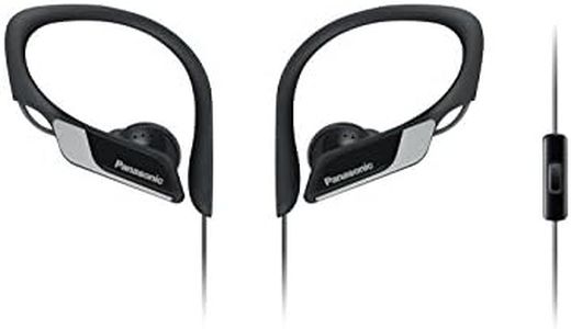 Panasonic RP-HS35ME-K - Auriculares Deportivos (Impermeable, Uso cómodo y Ultraligero, Micrófono, Cancelación de Ruido, Deporte para Iphone y Android), Color Negro, Longitud del Cable 1.2 m
