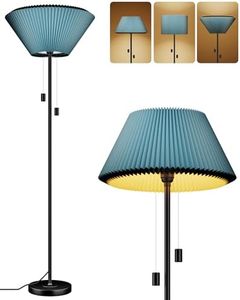 CCACC Floor Lamps for Living Room, Modern Floor Lamp with Adjustable Blue Shade, Foot Pedal Switch, Tall Standing Lamp with 3 Color Temperatures 9W LED Bulb for Bedroom Office Classroom Dorm Room