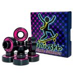 Naivskb Skateboard Bearings with Built-in Spacers 8mm 8 Pack, Precision 608 Bearings Skateboard Longboard Cruiser Surfskate Cruising Carving(Black Magenta 7)