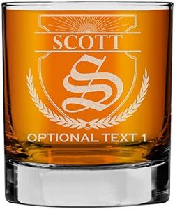 Personalized Etched 10.25 oz Whiskey Glass - Custom Engraved Bourbon Christmas Gifts for Men, Dad Scotch Drinking Birthday Glasses, Groomsmen, Liquor Cocktail Rocks Old Fashioned, Scott Monogram