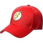 Concept One DC Comics The Flash Embroidered Logo Polyester Adjustable Baseball Cap with Curved Brim, Red, One Size, Red, One Size