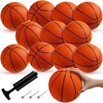 12 Pcs Mini Rubber Basketballs with Air Pump Set 7 Inch Mini Hoop Basketball Small Basketball Junior Size 3 Basketballs for Beginner Basketball Arcade Games Indoor Outdoor Pool Party Favors