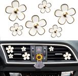 6 Pcs Daisy Air Vent Clips, Cute Flower Air Conditioning Outlet Clip Car Air Fresheners Vent Clips Car Interior Decor Charm Car Decoration Cute Car Accessories for Women Girls + Mask Hook(White)