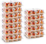 NPLUX 12 Count Cupcake Containers 25 Pack Cupcake Holders with Detachable Tall Dome Lids Clear Plastic Stackable Cupcake Boxes for 300 Cupcakes, BPA Free, Standard Size