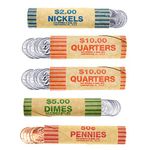 250 Coin Wrappers - Assorted Sizes - 100 Quarters, 50 Pennies, 50 Nickels and 50 Dimes - Made in USA - Durable Preformed Paper Tubes - Coin Rollers Wrappers