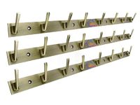 GHAR DWAR New Capsul Heavy Duty Goli Stainless Steel Cloth Hanger Suitable for Bathroom Kitchen Wall Hook Rail Hanging Scarf Coat Keys Tie Towel Door Robe (8 Pin Brass Antique, Pack of 3)