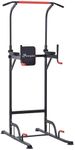 Soozier Power Tower with Adjustable Height, Pull Up Station with Dip Bar, Multi-function Gym Equipment for Home and Office Strength Training Workout Fitness