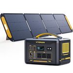 VTOMAN Jump 2200 Portable Power Station with 200W Solar Panel - 2200W/1548Wh LiFePO4 Battery Powered Solar Power Generator, 2200W Constant-Power, Regulated 12V DC, PD 100W Type-C for Camping, Travel