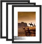 A PLUS MAX 8.5 x 11 Picture Frame Set of 3, Engineered Wood Frame Display Photo 6 x 8 with Mat or 8.5x11 without Mat, 8.5by11 Frame with Black Wood Grain for Wall - 3 Pack/Black/8.5"x11"