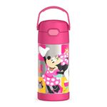 THERMOS FUNTAINER Water Bottle with Straw - 12 Ounce, Preschool Minnie - Kids Stainless Steel Vacuum Insulated Water Bottle with Lid