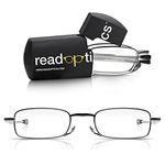 Folding Glasses +2.0, Mens Womens Readers, Pocket Size Fold Up Frames for Reading with Case. Read Optics