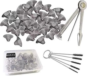 BAOLSLS 50 Pieces 1/2 Inch Tapered Design Clean Screens, 0.5 Inch 100% Stainless Steel Mesh, with 3 in 1 Small Cleaning Tool and Brush and Storage Box