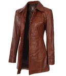 Brown Leather Lightweight Blazer Jacket For Womens | [1515035] Kandis Cognac, XL