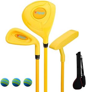 PGM Children's Golf Club Set - Can Hit Real Balls, Includes Wood, Iron, and Putter Clubs, Great for Beginner Boys and Girls, Instructional Training Set