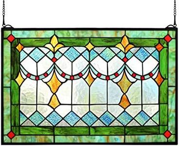 Yogoart Tiffany Style Stained Glass Green Window/Wall Panels 24" X 16"