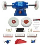 Jewellery Polisher Polishing Machine 6" Bench Grinder 150W & 4" Jewellery Polishing Kit for Polishing Gold Silver Platinum & Chrome