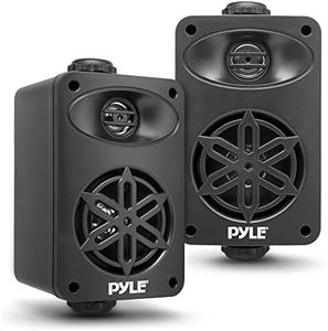 Indoor Outdoor Speakers Pair - 200 Watt Dual Waterproof 3.5” 2-Way Full Range Speaker System w/ 1/2” High Compliance Polymer Tweeter - in-Home, Boat, Marine, Deck, Patio, Poolside (Black)- PDWR35BK