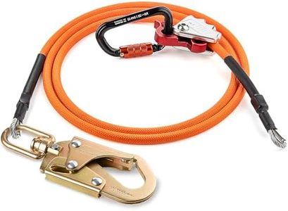 TRSMIMA Steel Wire Core Flipline - 12ft Fall Protection Arborist Climbing Tree Arborist 1/2" Galvanized Steel Cable Lanyard Kit with Steel Swivel Snap Hook Triple Lock Carabiner Rope Grab Adjuster