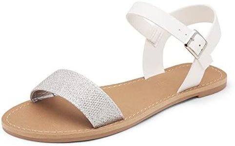 DREAM PAIRS Women's Cute Open Toes One Band Ankle Strap Flexible Summer Flat Sandals,Size 11,Silver/WHITE/GLITTER,HOBOO-NEW