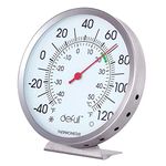 defull Indoor Outdoor Thermometer Stainless Steel Wall Thermometer Weather Thermometer with Mounting Bracket Dial Thermometer for Patio, Pool, Kitchen, Garden, Wall and Room Decorative (5 inch)