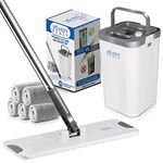 SqueezyPeasy Premium Flat Mop and Bucket Set for Floor Cleaning - Compact & Lightweight Cleaning System with 360 Rotating Head - 5 Microfibre Reusable Wet and Dry Mop Pads Included - 3 Chamber Design