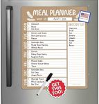 Magnetic Meal Planner for Fridge – Rustic Dry Erase Meal Planner Refrigerator with Grocery List for Busy Families and Healthy Diet Goals - Weekly Meal Planner Magnetic for Fridge Menu Board Kitchen