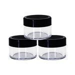 nsb herbals 15 Ml Empty Acrylic San Jar Transparent/Clear Cosmetic Container With Black Lid And Inner Lids For Lip Balms, Lip Scrubs, Body Butters, Eyeshadow, Makeup And Diy Products (3)