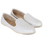 DFR Men Ethnic Jutti Wedding Kurta Loafer Shoe Juti,Cushioned Comfortable Juti, White1, UK Size 6