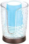 iDesign Rain Disposable Paper and Plastic Cup Dispenser Holder for Master, Guest, Kids' Bathroom Vanity and Countertops, 3.10" x 3.10" x 4", Clear and Bronze