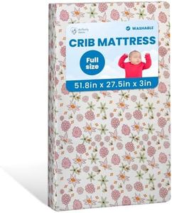 Motherly Haven Breathable Crib Mattress, Washable High Rebound Foam for Baby Cribs, Fits Standard Toddler Beds, Full Size (51.8" L x 27.5" W x 3" H), Flower Design