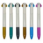 Maydahui 12PCS Cute Dog Shape Ballpoint Pen Cute Cartoon Animal Puppy Pens 2 in 1 Retractable Pens Black Red Gel Ink Portable Design for Girls Boys Student