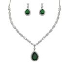 Dazzling American Diamond Drop Necklace Set - Elegant Jewelry for Women - Sparkling Crystal Pendant and Earrings - Ideal Gift for Special Occasions(Emerald Green)