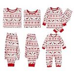 PATPAT Matching Family Pajamas Sets Christmas Tree and Snowflake Print Matching Christmas Pjs for Family Xmas Red and White Sleepwear Set Men XXL