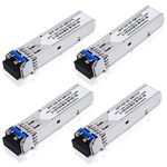 4 Pack 1.25G SFP Module 1000Base-LX (SMF,1310nm,20km,DDM) Single-Mode Transceiver for Cisco GLC-LH-SMD,Ubiquiti UniFi,Meraki MA-SFP-1GB-LX10,Fortinet,Mikrotik,TP-Link,Netgear,TL-SM311LS,D-Link,Intel