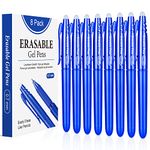 Erasable Gel Pens 0.7mm, KERIFI Blue Heat Erasable Fine Point Ballpoint Pens, Make Mistakes Disappear, Gel Ink Pens with Eraser for Drawing Writing Planner Journaling Crossword Puzzles School Supplies